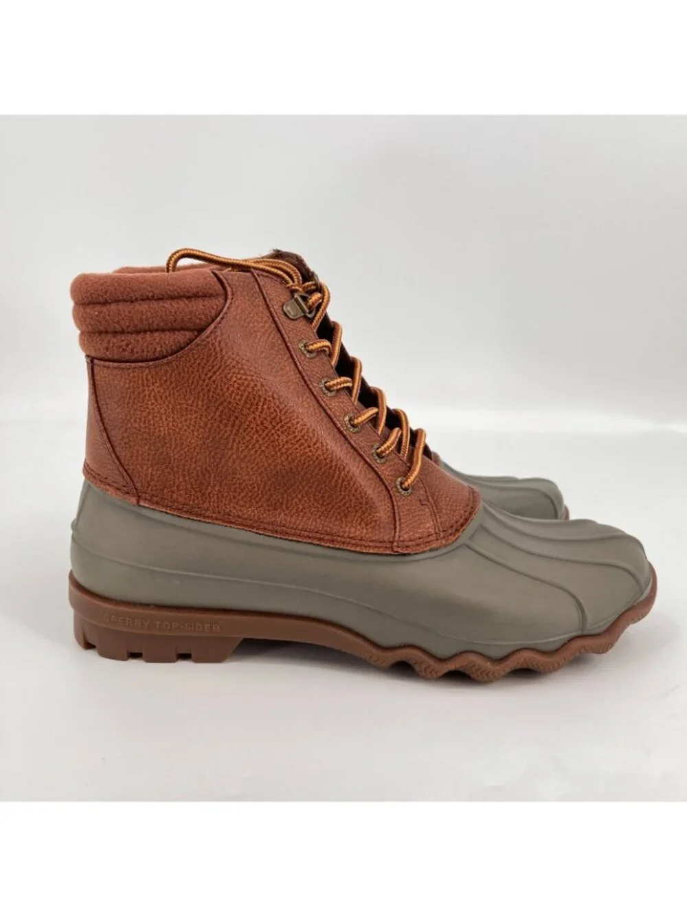 Men's Sperry Avenue Synthetic Duck Boot Tan / Olive, Size 9.5 M